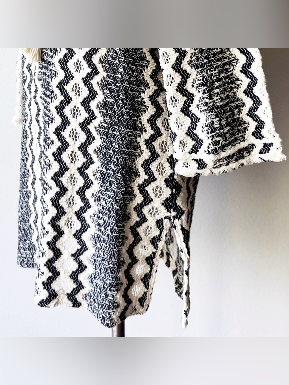 Calypso St. Barth Black and White Zigzag Crochet Minidress - Picture 13 of 16